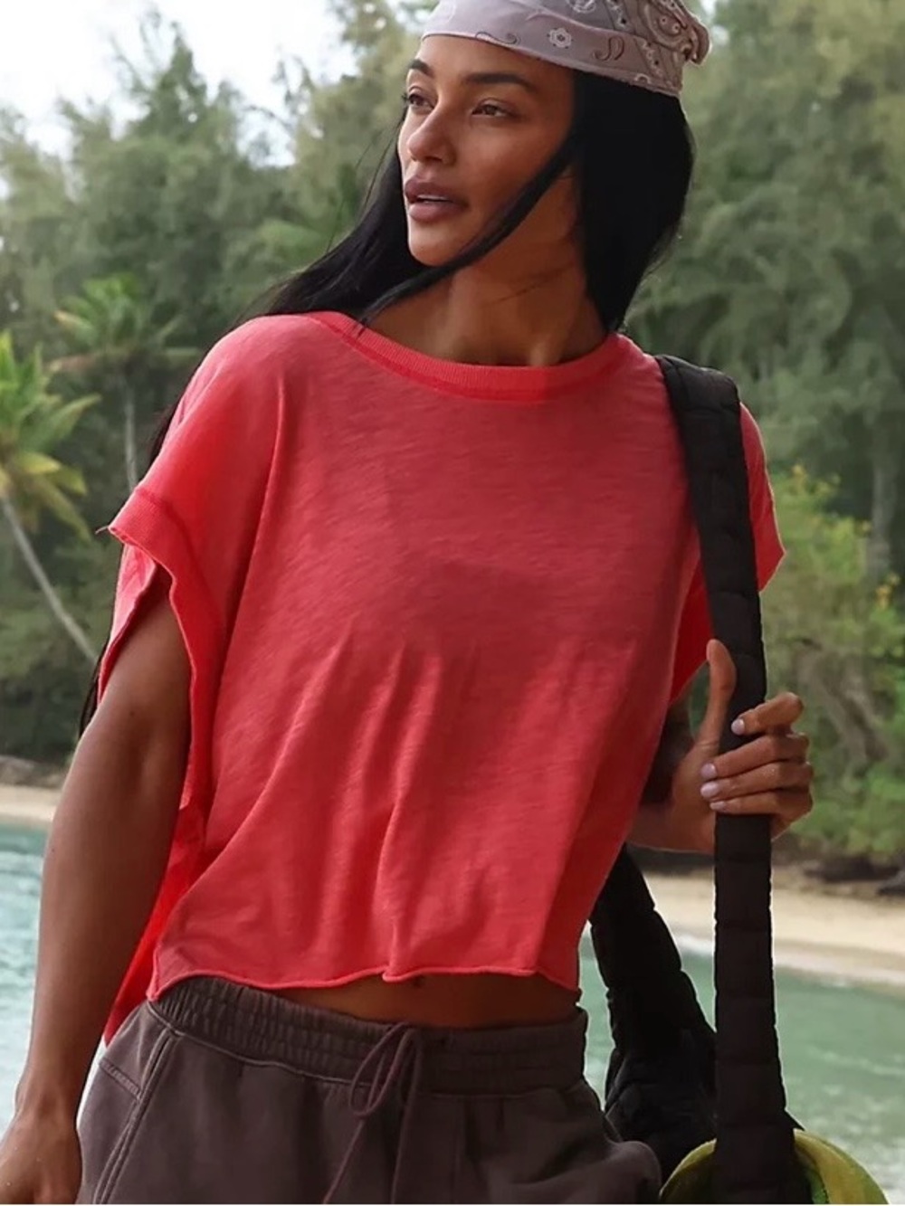 Free People Movement My Tee Time T Shirt Top M Coral Work Out Exercise Yoga